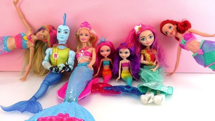 6 Meerjungfrauen + 1 Wassermann | Famile mit Arielle, Barbie, Monster High und Ever After High