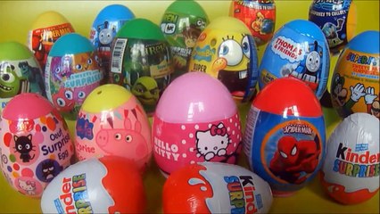 18 Surprise eggs Shrek Spongebob Hello Kitty Peppa Pig Kinder Surprise