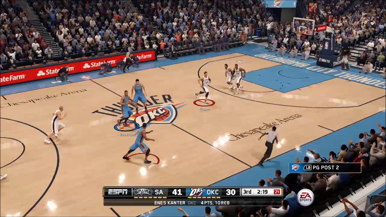 Dunk Westbrook vs San Antonio NBA Live 16