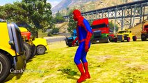 Spiderman and Cars Party with Trucks for Kids - Epic Superhero in Cartoon with Nursery Rhymes Songs