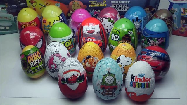 19 Surprise Eggs, Kinder Surprise Cars 2 Mickey Mouse Spongebob Disney Pixar