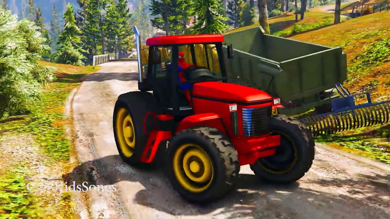 Spiderman Adventures with RED TRACTOR Videos for Kids with Nursery Rhymes Songs for Children