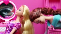 Disney Frozen Elsa Brunette Hair Barbie Doll with Tangled Rapunzel and Color Change Hair Brush