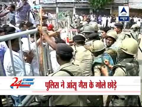 Police lathi-charge Congress workers in Bhopal