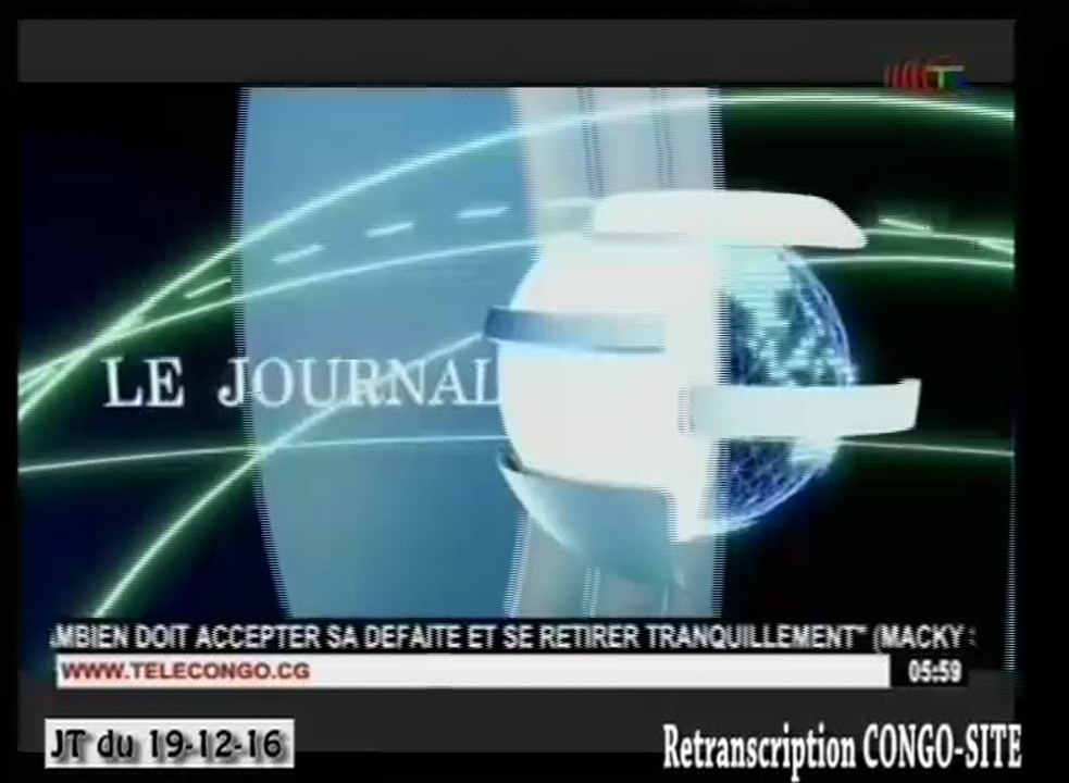 Journal de 20h TVCongo du Lundi 19 décembre 2016 -By Congo-Site