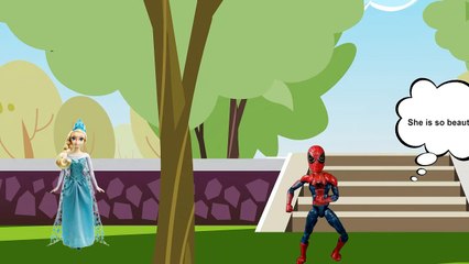 Frozen Elsa TURNS INTO VENOM!! w/ Spiderman Joker Anna Pink Spidergirl Kid School! Superhero Fun :)