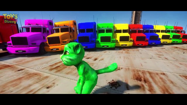 Funny Talking Tom Green Color Smash BIG TRUCK PARTY and Hulk Blue, Yellow, Red ~ Songs for kids Nurs