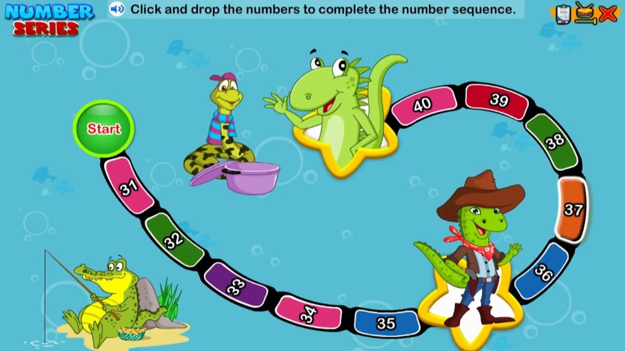 Number Series-identify, place the missing numbers,complete each series number counting from 1 to 100