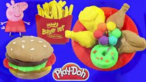 Peppa pig toys Hamburger! Play doh Stop Motion french fries colorful playdoh clay