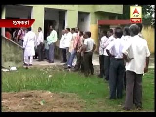 People waiting to cast vote at a booth in guskara.