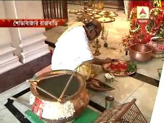 Dashami puja going on at sovabazar rajbari.