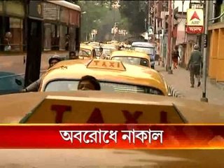 Road blockade by taxi drivers on the last day of taxi meter calibration.