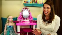 DOLL VANITY FAIL!!! My Size Elsa Frozen Doll Makeover   Lisa Frank Party Kit by DisneyCarToys