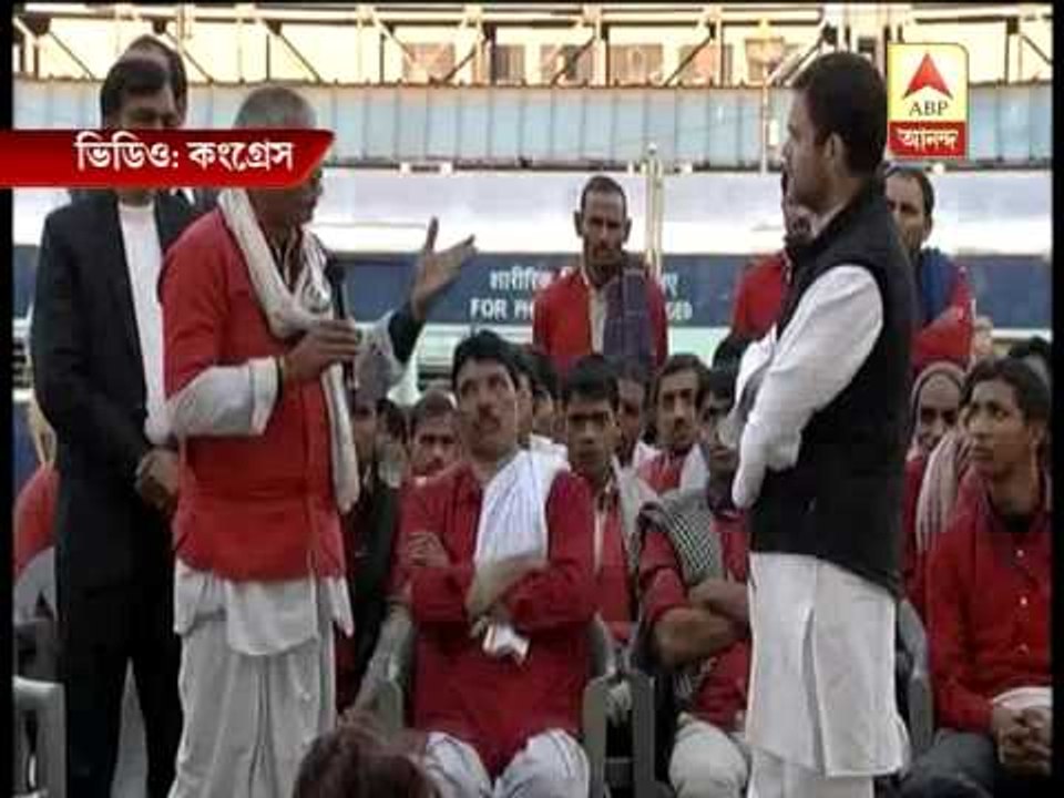 Rahul Gandhi interacts with railway porters in Delhi