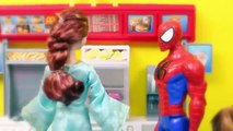 FROZEN Elsa amp Spiderman Dream Date at Barbie McDonalds Brunette Elsa Doll and Kids DisneyCarToys