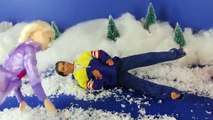 Frozen Elsa and Ken Barbie Dolls Snowmobile Date Disney Breakup Parody DisneyCarToys
