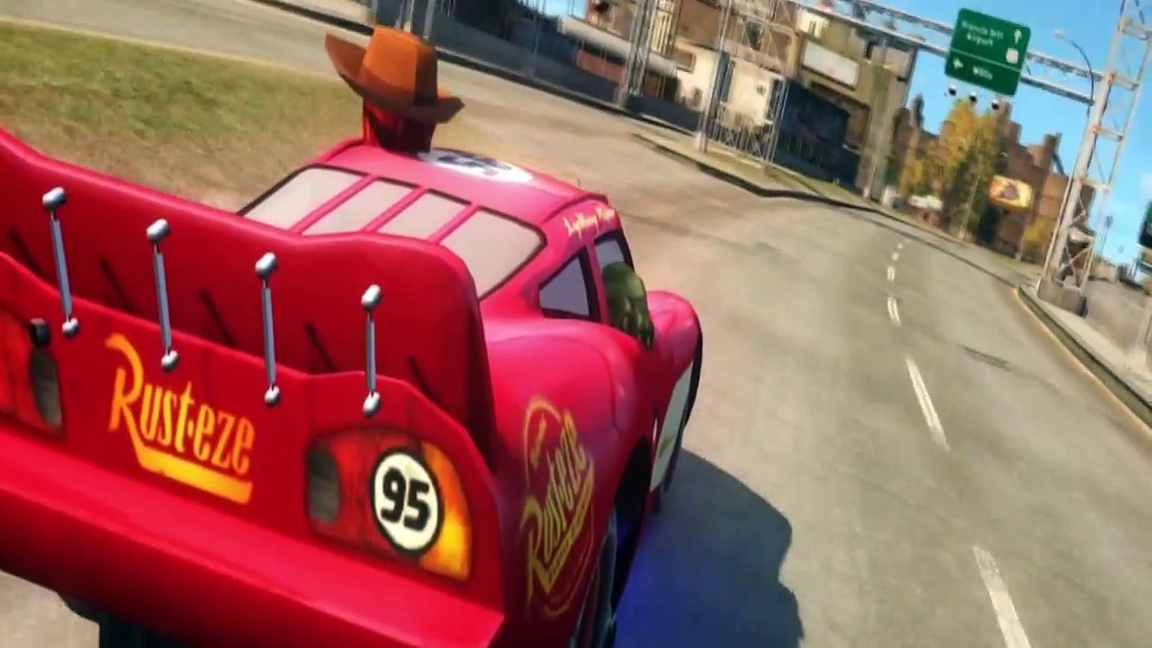 Spider Man Superhero marvel comics & Disney Lightning McQueen Cars Hulk Sheriff Woody Race!!!