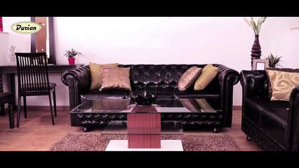 Elton Chesterfield Leatherette Sofa in Brown from Durian
