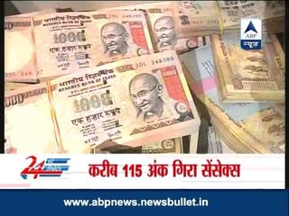 Sensex retreats from 1-mth high, down 115pts on profit-booking