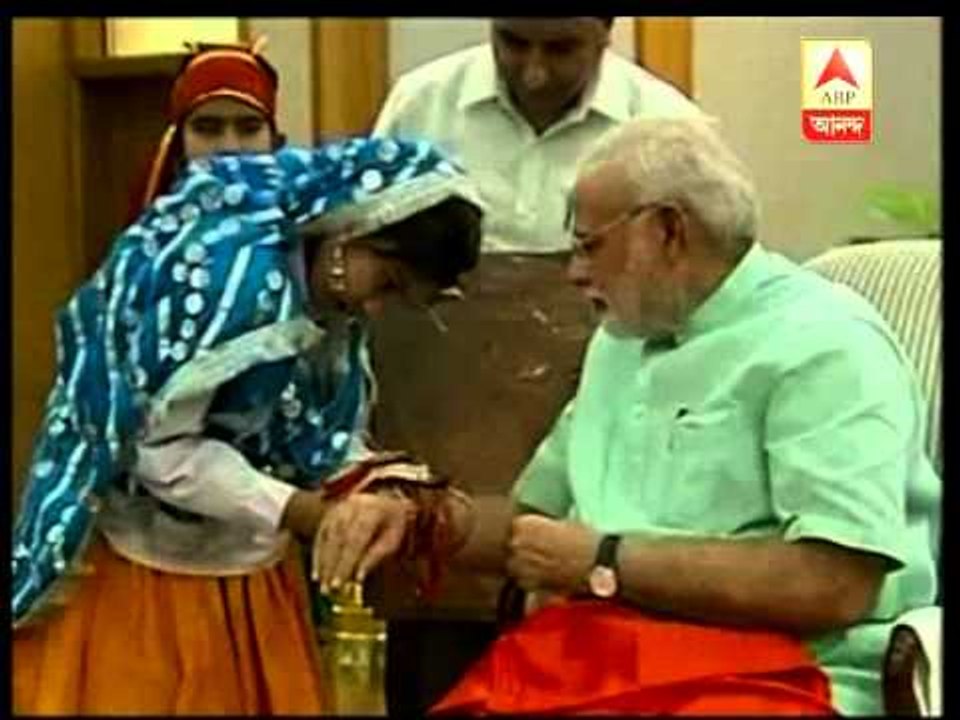 Narendra Modi celebrating on Rakhi