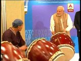 Narendra Modi beating drums in Japan