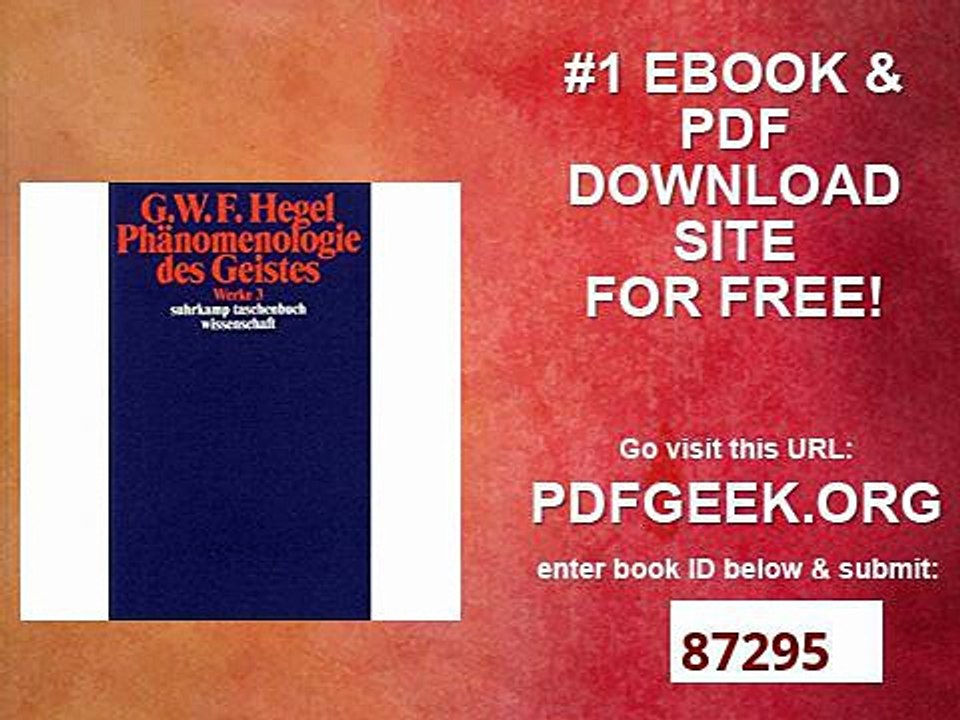 Werke in 20 Bänden mit Registerband 3 Phänomenologie des Geistes (suhrkamp taschenbuch wissenschaft)