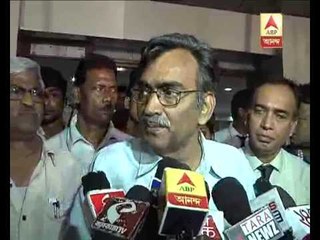 Suryakanta Mishra briefing reporters on Gautam Dev's health condition.