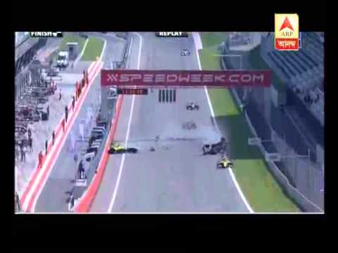 Formula one accident:car crashed in the track