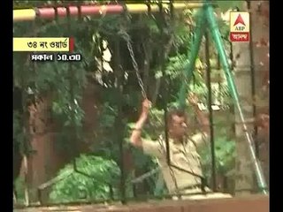 police deployed for saltlake re poll  playing in cradle at a park