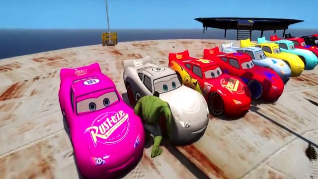 Nursery Rhymes Mcqueen Cars Colors SMASHED BY HULK! Dinoco Ramone Disney Pixar Cars