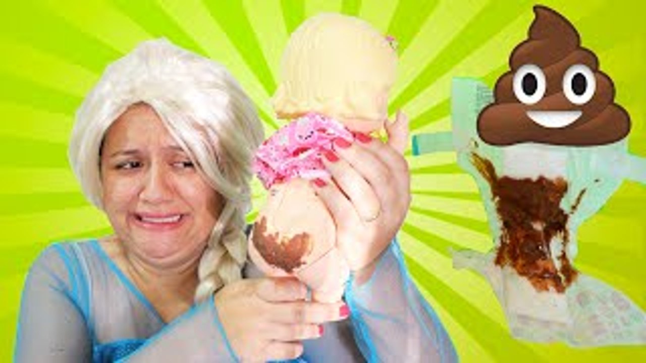 Elsa Frozen vs Baby with Poop Princess w/ Hulk, Spiderman Prank Superheroes in Real Life W