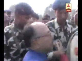 Babul Supriyo Stopped from entering his constituency area at Jamuria, heckled by Police