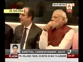 PM Modi, President Hollande travel on Delhi Metro to Gurgaon