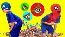 Spiderman & Captain America Poop Colored Orbeez Superheroes Kids VS Maleficent in Real Lif