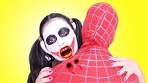 Joker Girl VAMPIRE ATTACK Spiderman Joker Maleficent Princess Anna Toys! Superheroes IRL