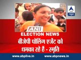 Congress leader threatening BJP polling agent in Amethi: Smriti Irani