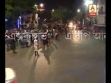 Students seating outside Jadavpur police station