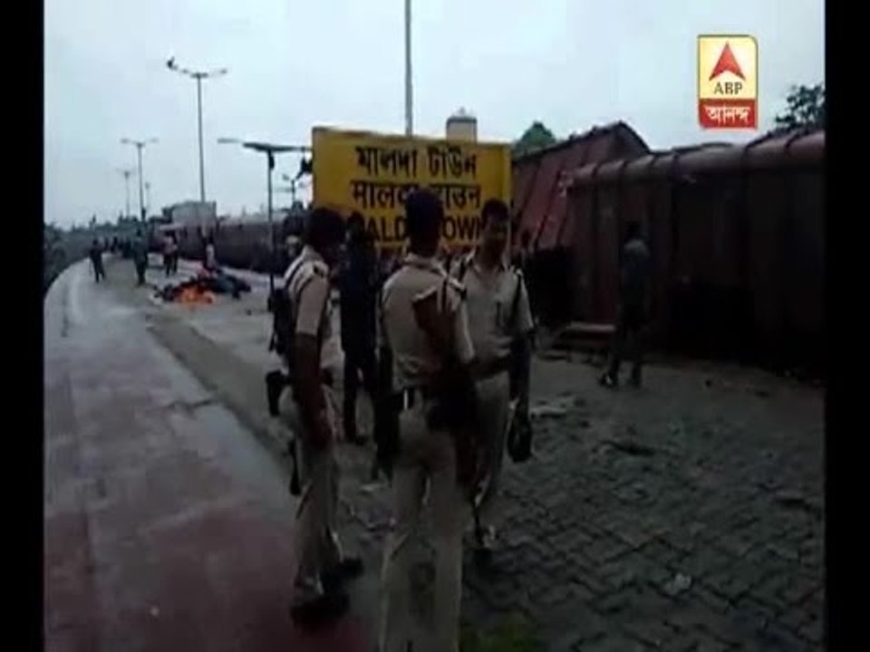 Goods train derailed at Malda station