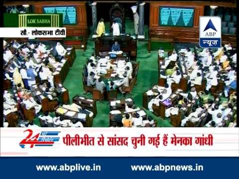 Maneka Gandhi greets Sonia Gandhi in Lok Sabha