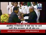 President Pranab Mukherjee presents Dronacharya Award to Raj Kumar Sharma