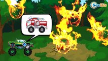El Coche de Policía es Azul y El Camión de bomberos - Dibujo animado de coches - Carritos Para Niños