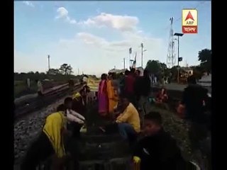 Demanding for separate Kamtapur state rail blockade at Kokrajhar district