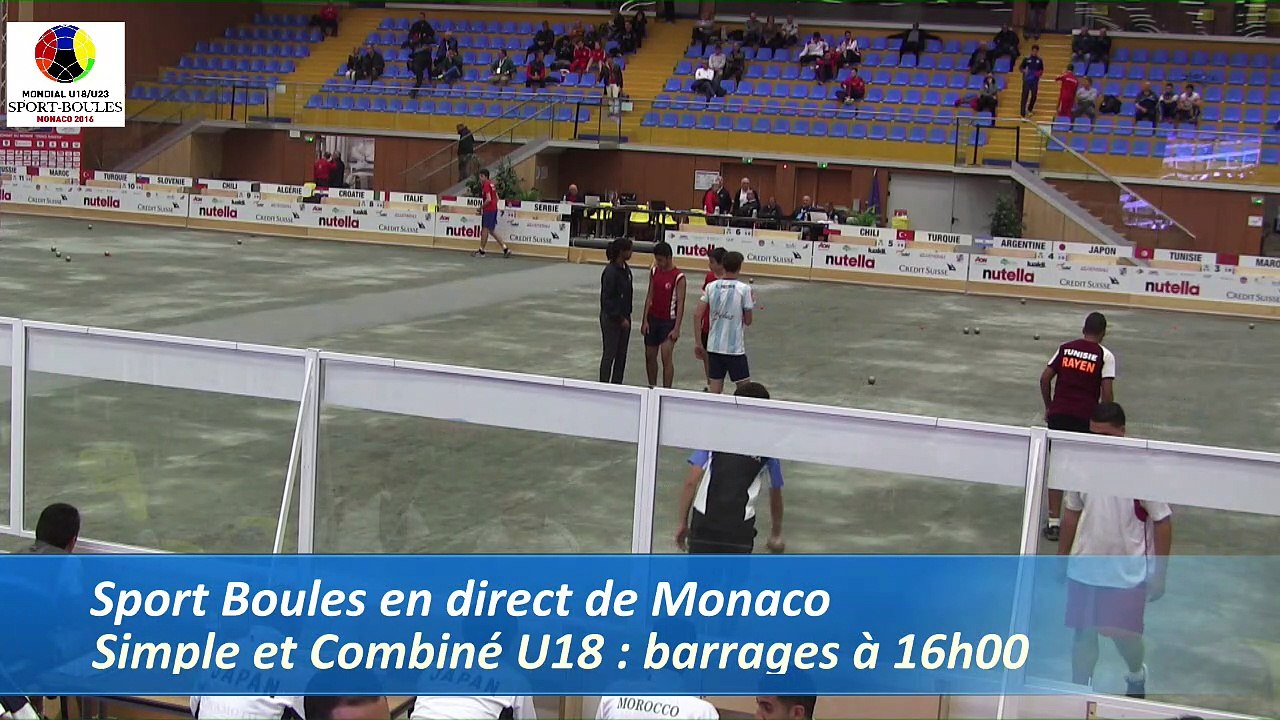 Barrage et partie de qualification, simple U18, Sport Boules, Mondial Jeunes, Monaco 2016
