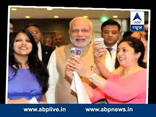 Girls crowd for selfies with PM Modi