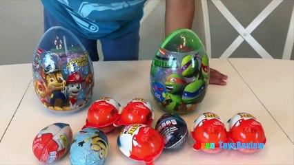 Download Video: KINDER SURPRISE EGGS Unboxing Opening Surprise Eggs Kids Toys Paw Patrol Disney Cars Minions TMNJ