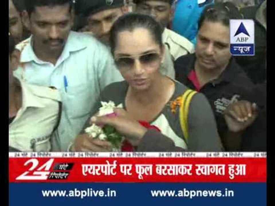 Sania Mirza receives arousing welcome at Hyderabad airport l Dedicates victory to Telangana