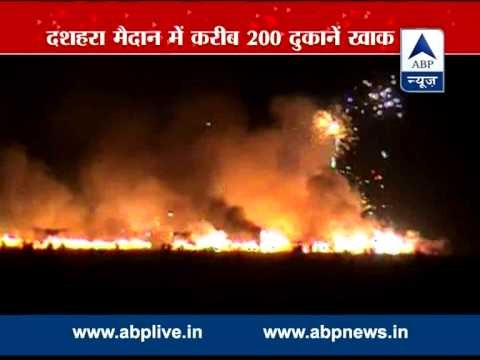 Fire at cracker market in Faridabad l Over 200 shops gutted l Fire tenders working hard