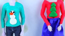 Play Doh Christmas Sweater for Disney Frozen Princess Anna & Elsa doll makeover playdough
