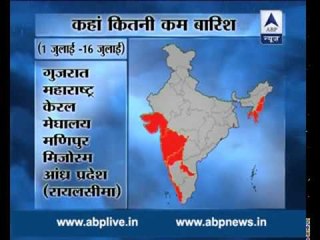 Parts of India receive less rainfall than normal
