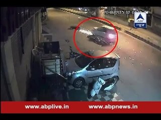 CCTV footage shows how a Santro car crushes a bike mercilessly